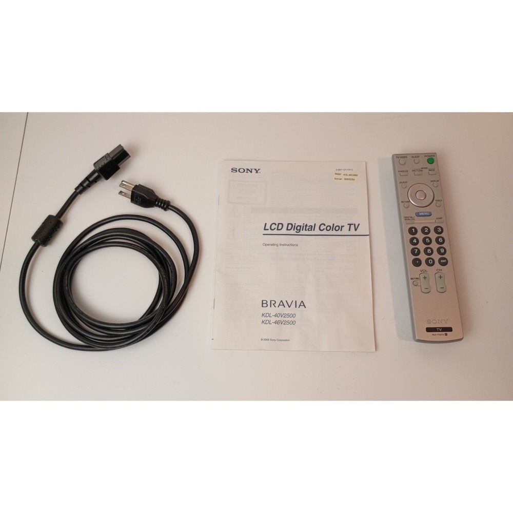 Original Sony RM-YD012 Remote Control Sony Bravia Manual, Sony Bravia Power Cord